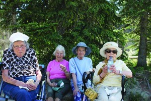 Delores Chorley, Margaret Richardson, Evelyn Clarke and Beatrice DellFabero are all residents at the Alpine Summit Seniors Lodge. Each lady participated in Seniors' Week activities. K. Byrne photo