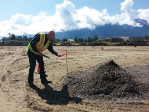 Gordon Hutton, the town’s fleet and public works manager, surveys the new multi-purpose field. According to Bruce Thompson, the town’s director of operations, the field will be completed by the end of the summer and open to the public in 2017. K. Byrne photo