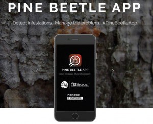 fRi research recently launched a new mobile app to help locate pine beetle infested trees. Screen shot. 