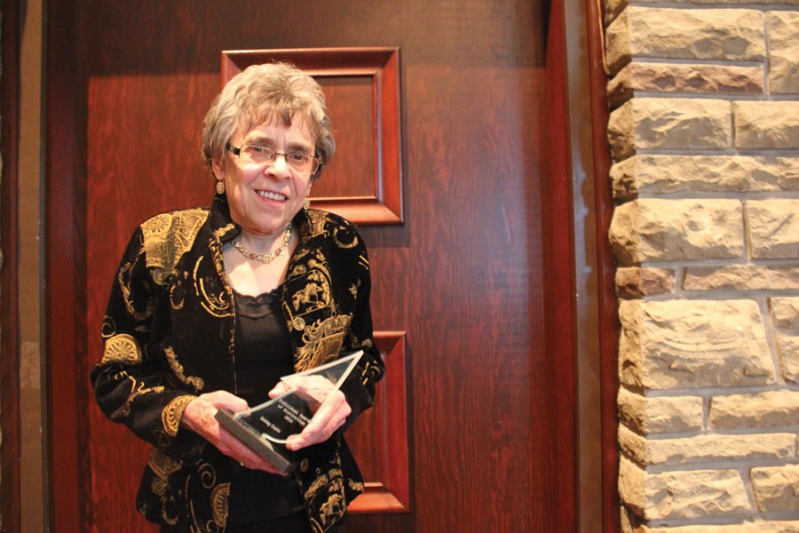 Shirley Dorin won the individual award of distinction for her years of dedication working at the cafe at the Jasper Activity Centre. P. Clarke photo.  