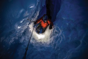 Will Gadd led an ice climbing expedition nearly 50 metres into the Athabasca Glacier earlier this month so scientists could get a better understanding about how glacial melt water affects glaciers from within. John Price photo. 
