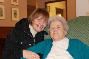 Mary Fullerton (left) poses with her mother Irene Harrington. Harrington celebrated her 106th birthday on Dec. 29. K. Byrne photo. 