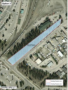 The proposed area the municipality would like to rezone is located in what is commonly referred to as the S-Block and runs the length of Industrial Crescent, from the corner of Hazel Avenue to the CN building. Municipality of Jasper image. 
