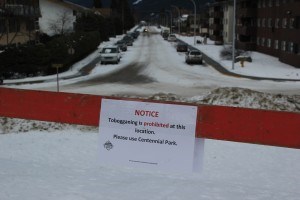 Tobogganing will soon be prohibited at the Snape's Hill (pictured here) and the church hill due to safety concerns. P. Clarke photo.