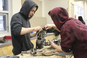 Students at Jasper Junior/Senior High School now have the opportunity to learn about cars and how to weld, thanks to a new mechanics program.  P. Clarke photo.