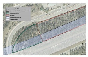 The bike park will be located along Connaught Drive across from Maligne Lodge on the west side of town. Image provided by the municipality. 