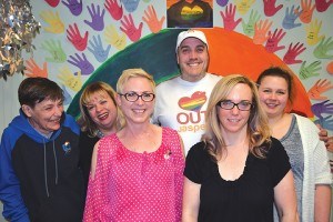 The Out Jasper board of directors, Catherine Ratcliff, Lori Phillips, Nancy Lynn Taylor, Mychol Ormandy, Vanessa Hughie and Erin Knickle hosted an open house at their new digs at 620 Connaught Drive on May 3. C. Gilbert photo.