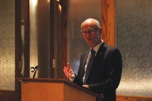 Mayor Richard Ireland addressed members of the Jasper Park Chamber of Commerce during the fifth annual state of the municipality, May 9. P. Clarke photo.