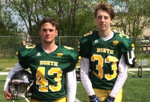 Fourth-year player Sean Lanigan (right) and third-year player David Broemeling were selected to the provincial all-star game in May. Photo supplied.