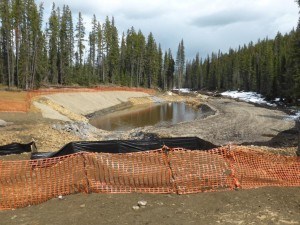 Several sediment traps like this were put in place along Apetowun Creek and Plante Creek after more than 670 million litres of contaminated water and sediment spilled from a tailings pond at the Obed Mountain Mine in 2013. Both creeks are tributaries that feed the Athabasca River. 