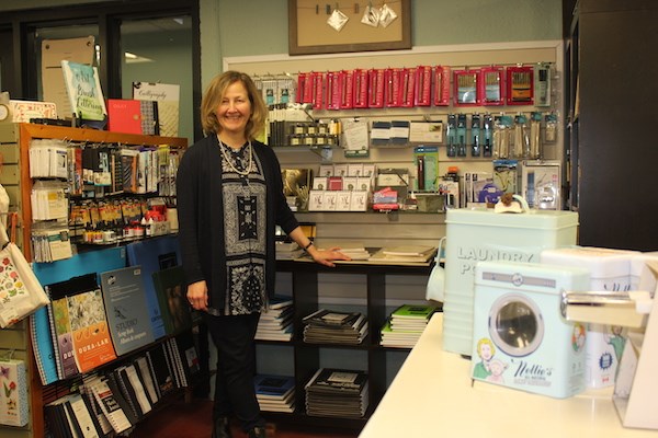Sonja Dickey, owner of stationery store and laundromat 3 Sheets, is urging Jasperites to buy Canadian and forest-sustainable paper. | F.Dragon photo