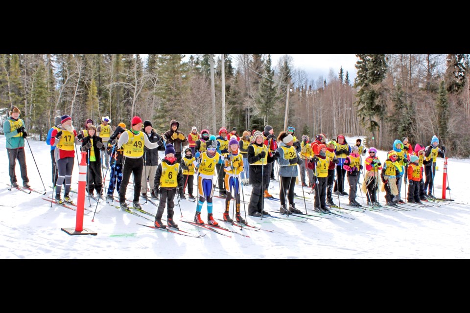 Skiers line up for the start of last weekend's Val and Ivor Hedman Memorial Centaloppet, taking place at the Flin Flon Ski Club.