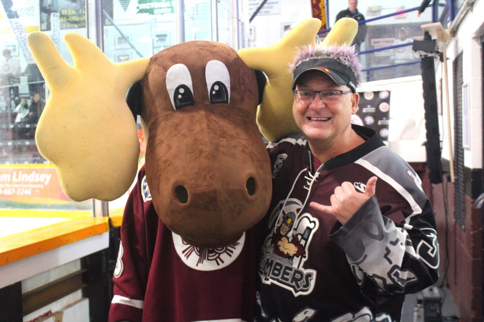 Whitney Forum Zamboni driver and Bomber superfan Jamie "Poopsie" Webber (seen on the right with Bomber mascot Knuckles the Moose) hopes sharing his story with prostate cancer will inspire others to be checked for the disease.
