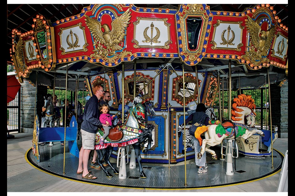 This 28-foot Chance Rides Americana Carousel will be back in operation soon at Clemyjontri Park in McLean after the Fairfax County Park Authority removed nesting materials birds had placed in the machine's main gear.