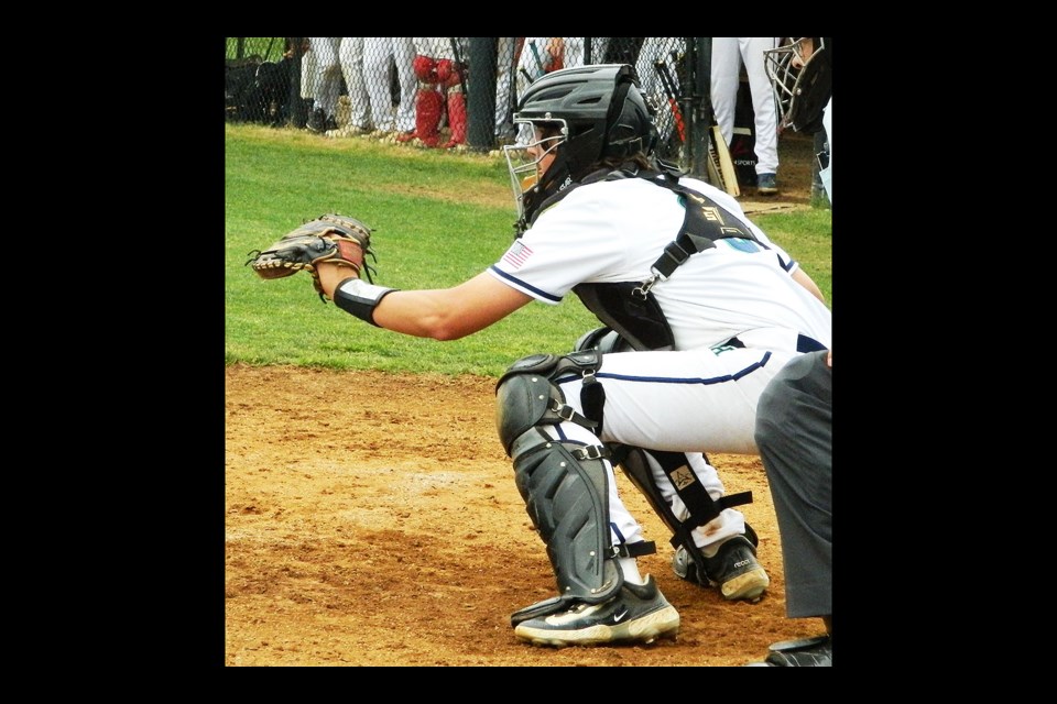 Flint Hill starting catcher Vincenzo Fiorino had a big late-inning three-run double in the Huskies win over St. James.