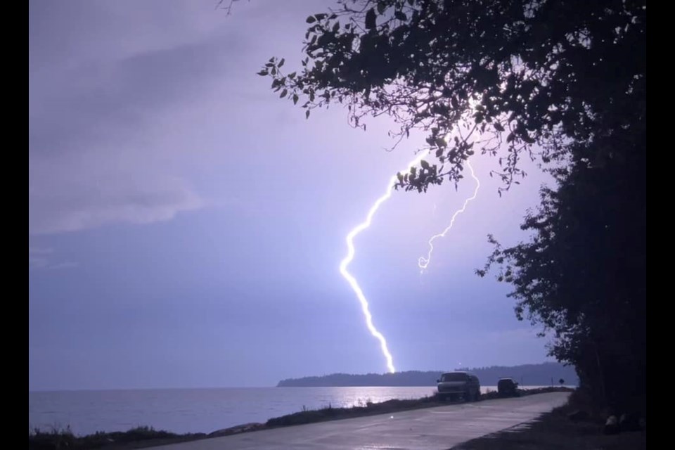 Lightning seen at Esquimalt Lagoon on August 29 at 4 a.m.