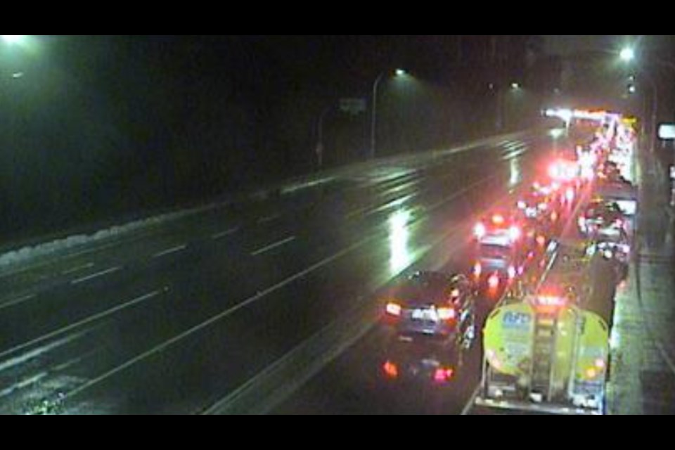 Congestion on Highway 7B on Jan. 23, 2024.