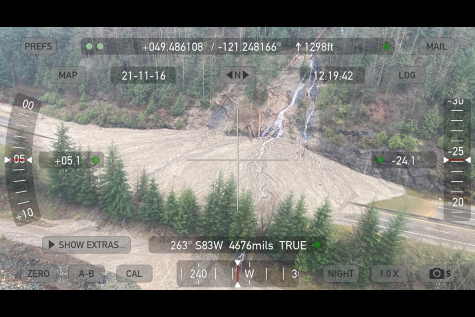 Part of the Coquihalla Highway following severe flooding.