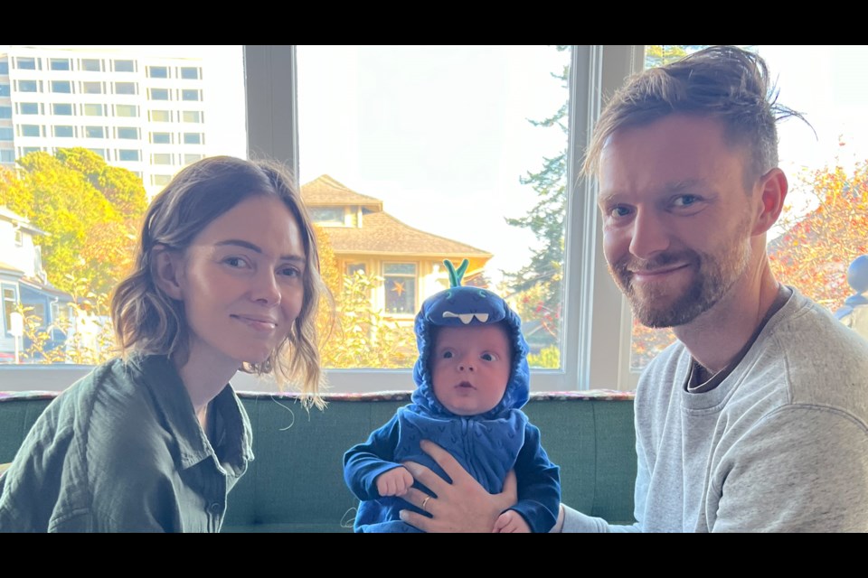 Courtney Miller, Finlay Miller and newborn Felix. 