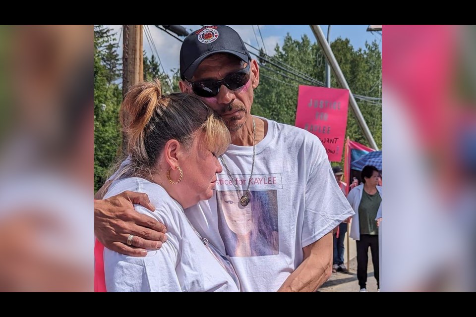 Jennifer Gunanoot seen grieving during a ceremony to remember her daughter. 