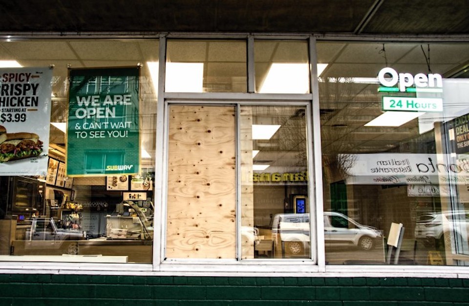 The Subway three doors down from Davie Village Tanning had one of its windows broken earlier this month.