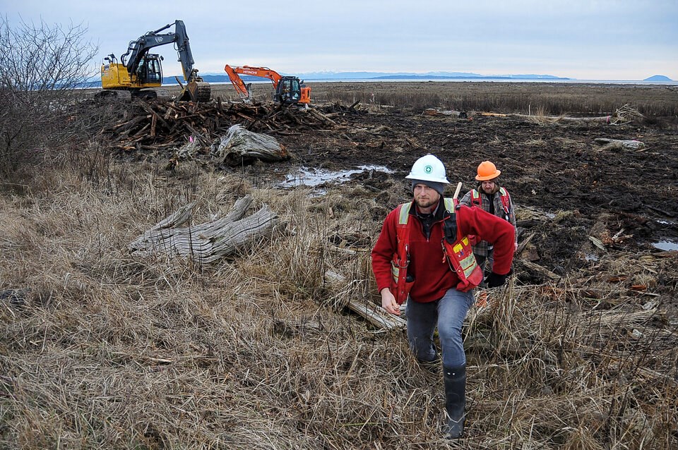 Biologists Eric Balke and Dan Stewart are part of the Ducks Unlimited Canada team working to restore tidal marshes in Metro Vancouver.