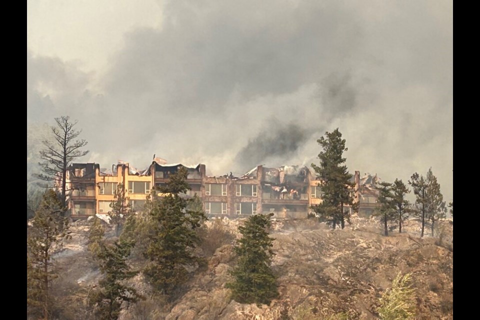 The Lake Okanagan Resort appeared to have sustained serious fire damage.
