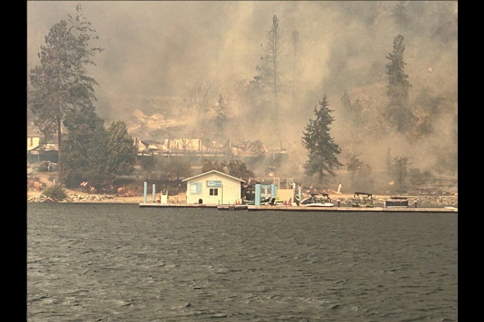 The fire appears to have caused catastrophic damage to Okanagan Lake Resort