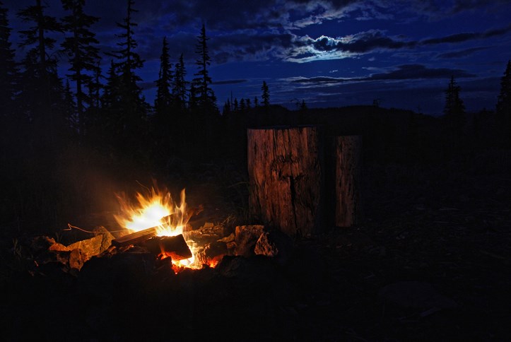 A campfire on Vancouver Island. 