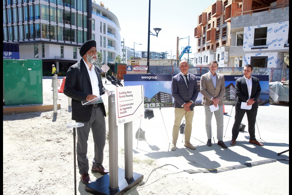 Harjit Sajjan, Minister of Emergency Preparedness and Minister responsible for the Pacific Economic Development Agency of Canada, announcing the new 422 rental units in Vancouver's River District.