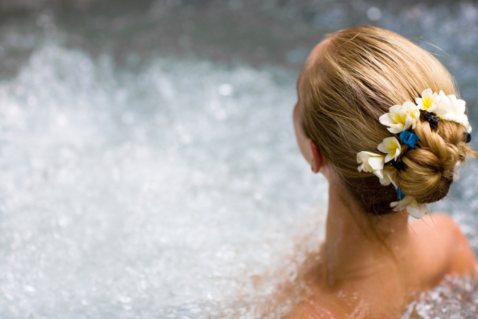 woman in hot tub