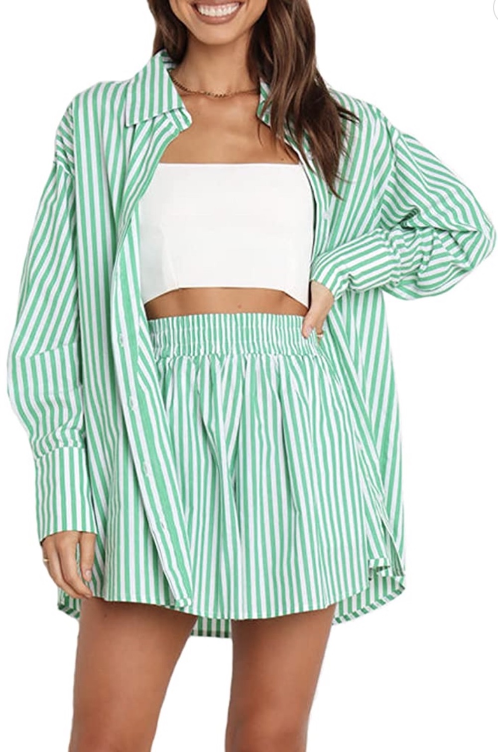 Amazon striped shirt and shorts set.