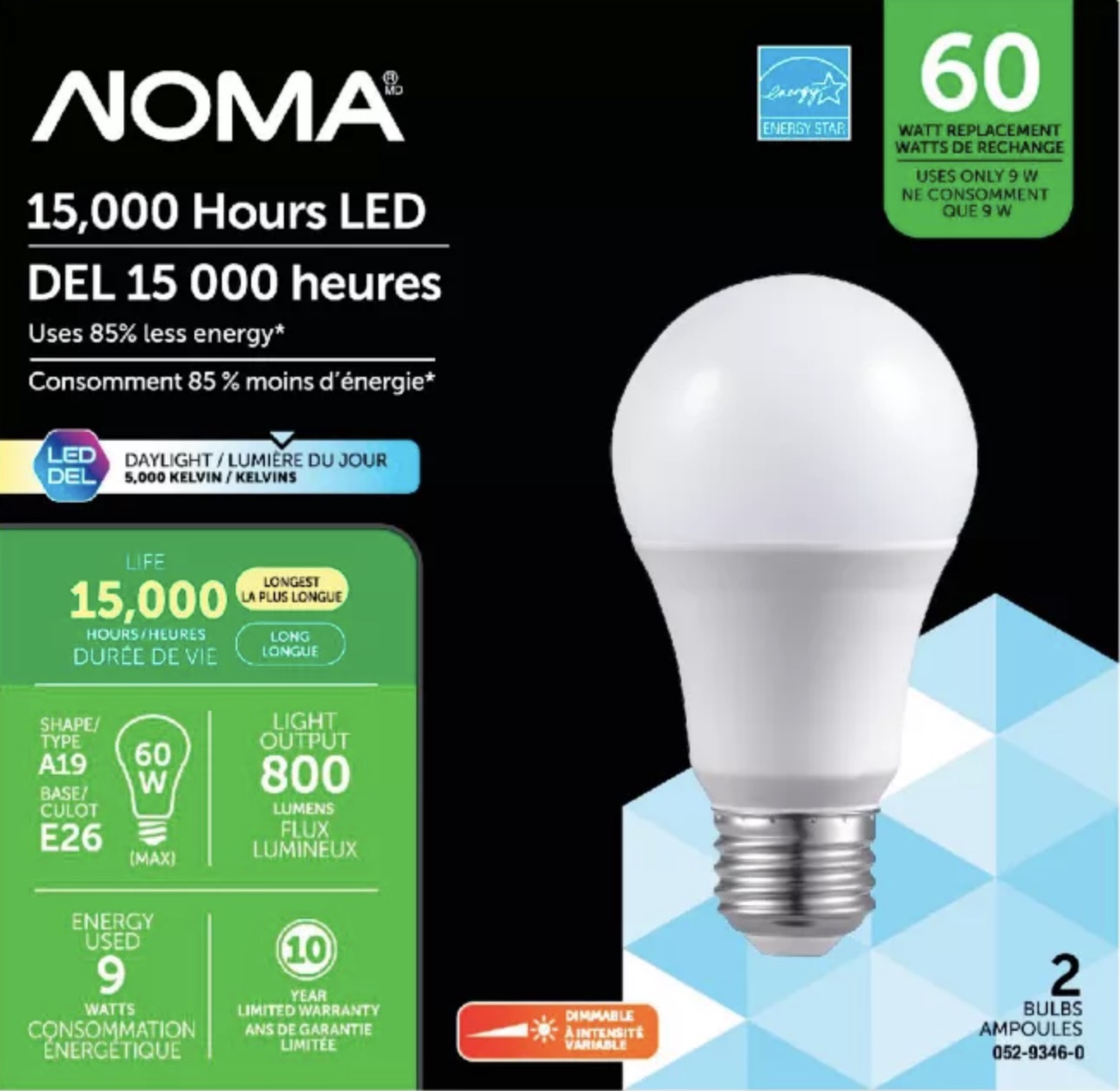 NOMA LED lightbulbs.