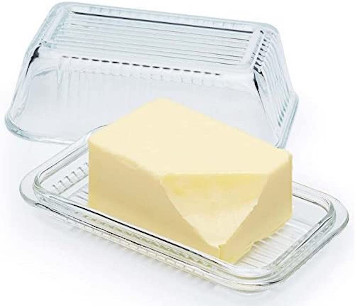 Glass butter dish