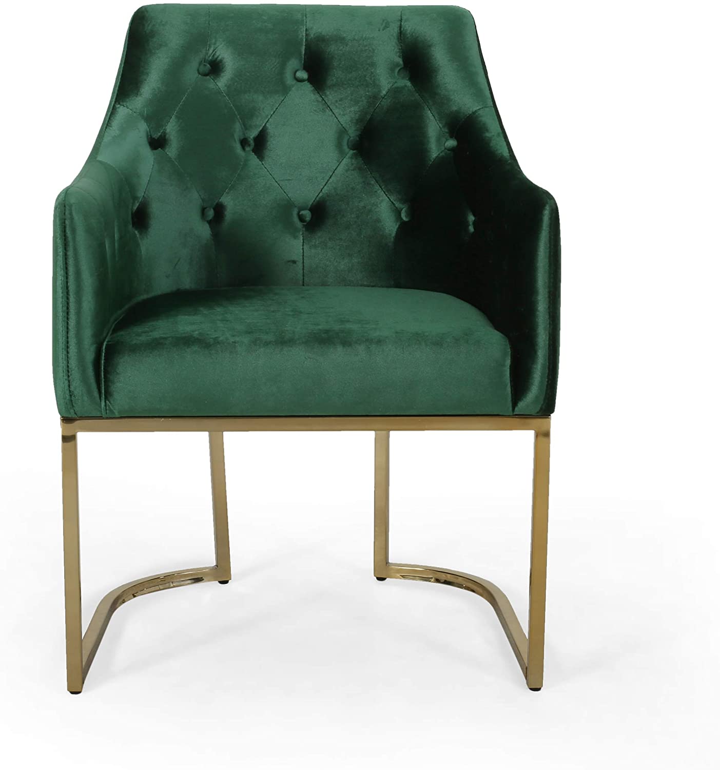 Green tufted velvet chair. 