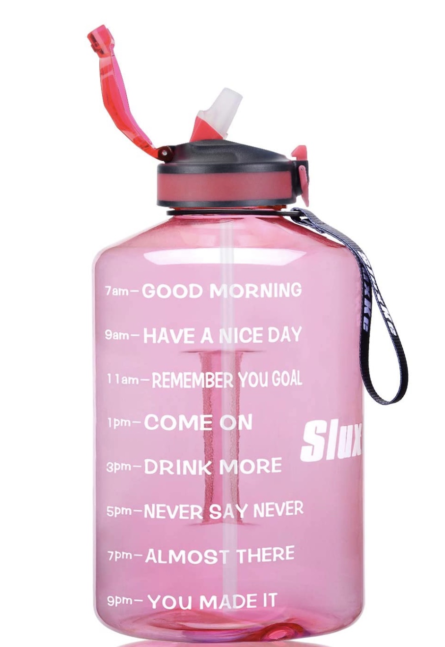 HydroMate 32 oz Motivational Water Bottle with Straw Pink