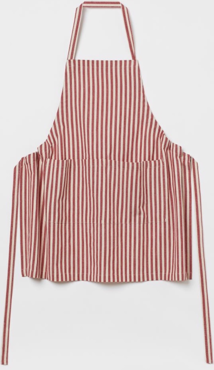 Striped apron. 