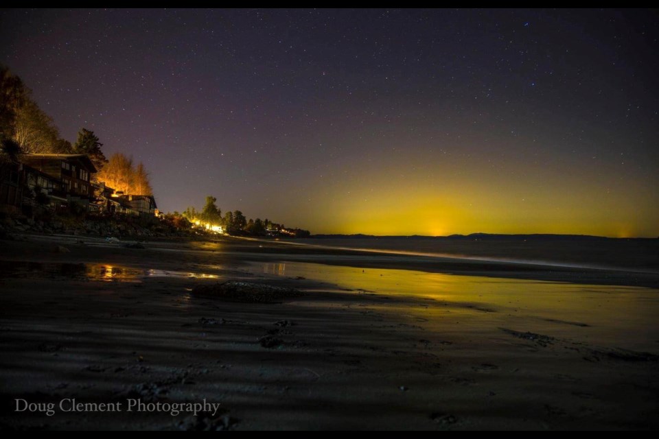 Aurora borealis captured early in the morning on Oct. 31, from Cordova Bay Beach on Vancouver Island. 