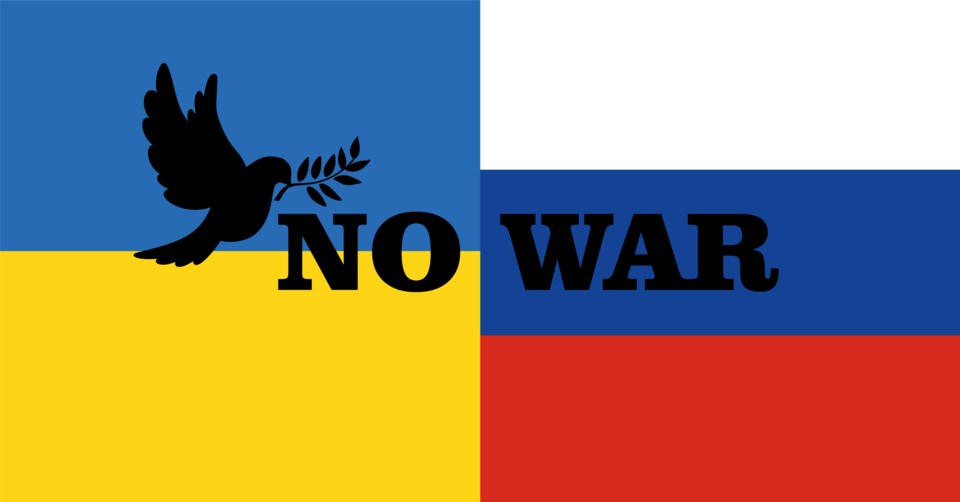 NOWARposterwithdoveofpeaceUkrainandRussia