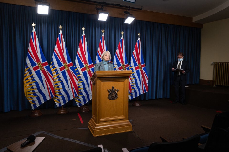 Provincial health officer Dr. Bonnie Henry speaks during a press conference on Tuesday, December 21, 2021