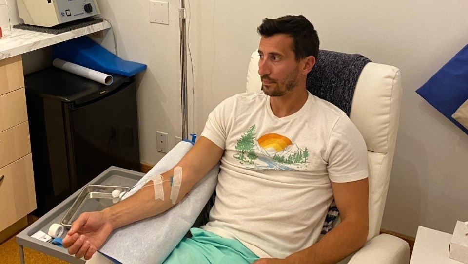 Louis Themeles getting Lyme disease treatment.