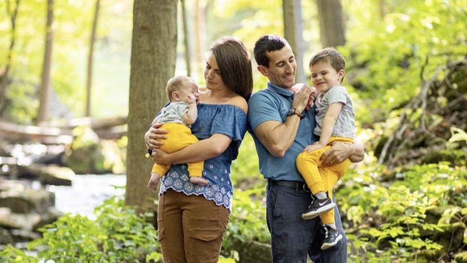 Louis and Rachel Themeles with their two children. The family has had to relocate from Ontario to Vancouver, B.C. for Lyme disease treatment.