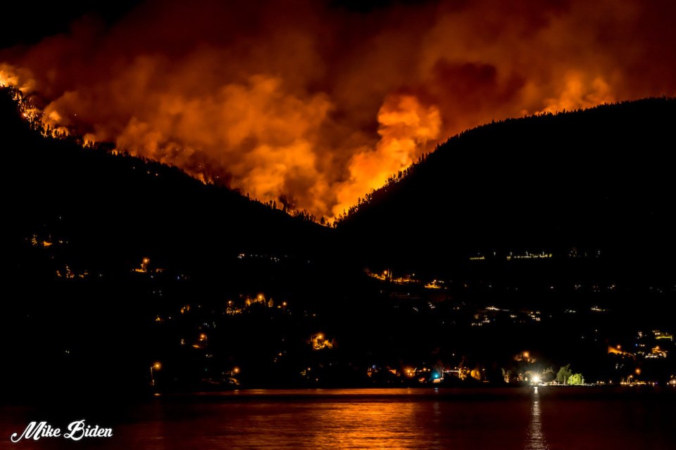 A dramatic photo of the Mount Law wildfire taken Sunday night (Aug. 15).
