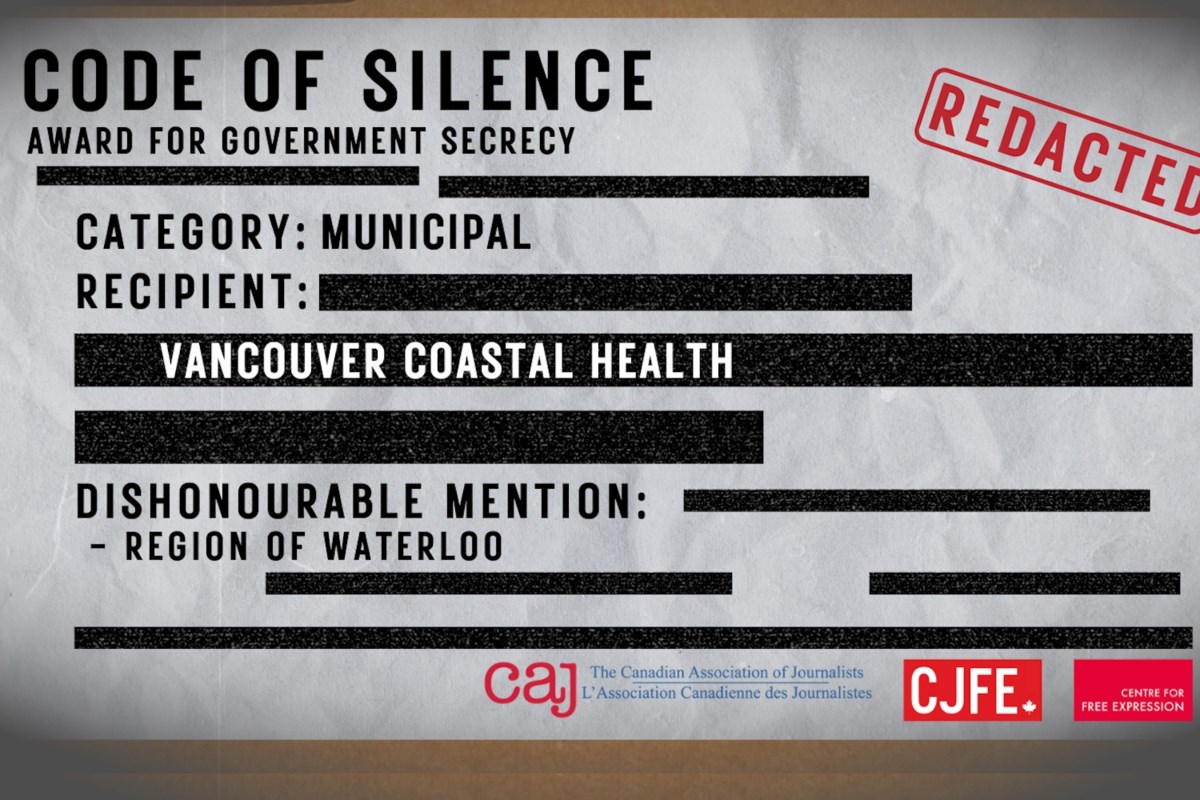 Vancouver Coastal Health wins secrecy award