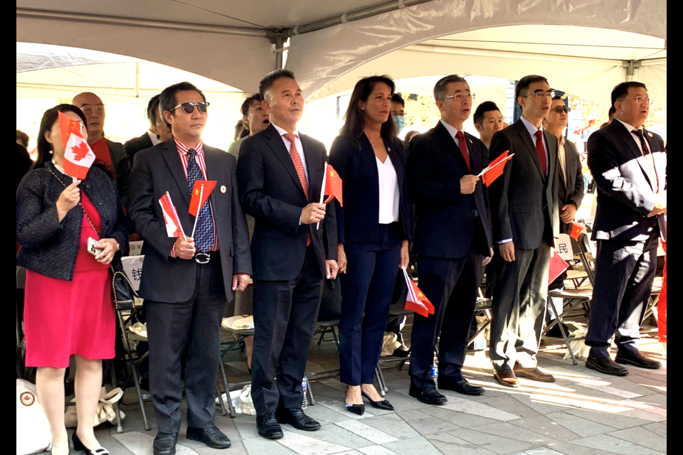 Consul General of the People's Republic of China in Vancouver Shu Yang attended a cultural celebration coinciding with National Day of the People’s Republic of China on Oct. 1, in downtown Vancouver. In attendance were members of the Canadian Alliance of Chinese Associations and Richmond councillor Alexa Loo.