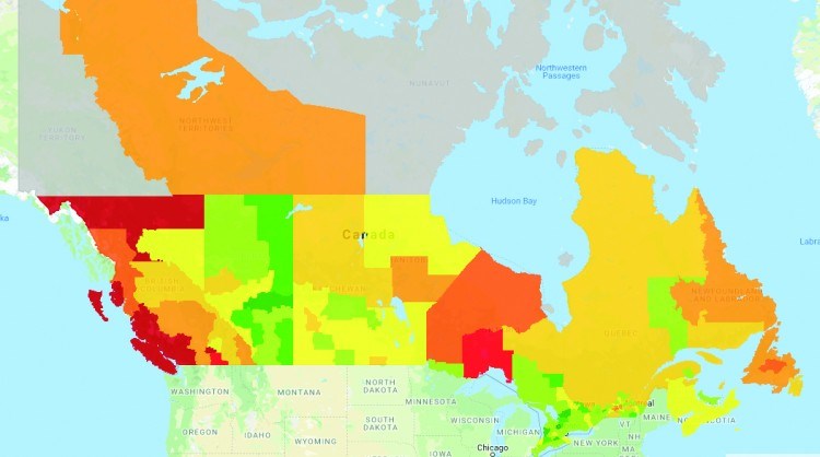 gas price heat map Canada