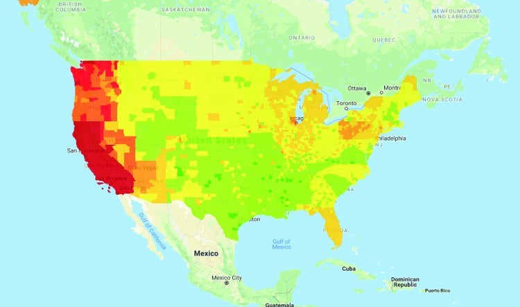 gas price heat map U.S.