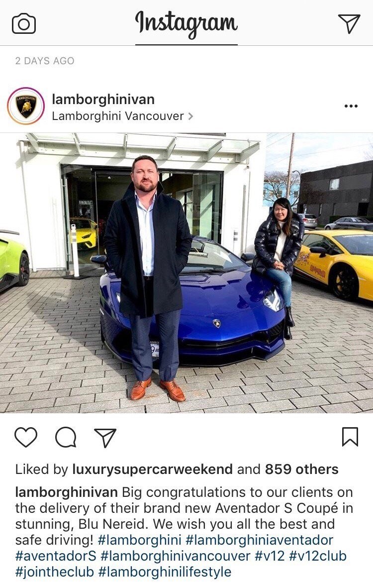 Instagram photo of blue Lamborghini