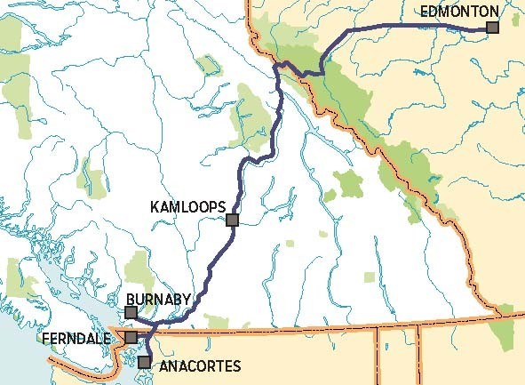 Tran Mountain piepline map.