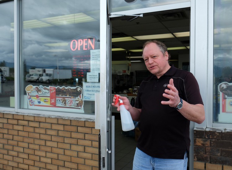 Fred Hoekstra manages a convenience store at the Flying J card lock location near the Sumas border. Photo Mike Howell